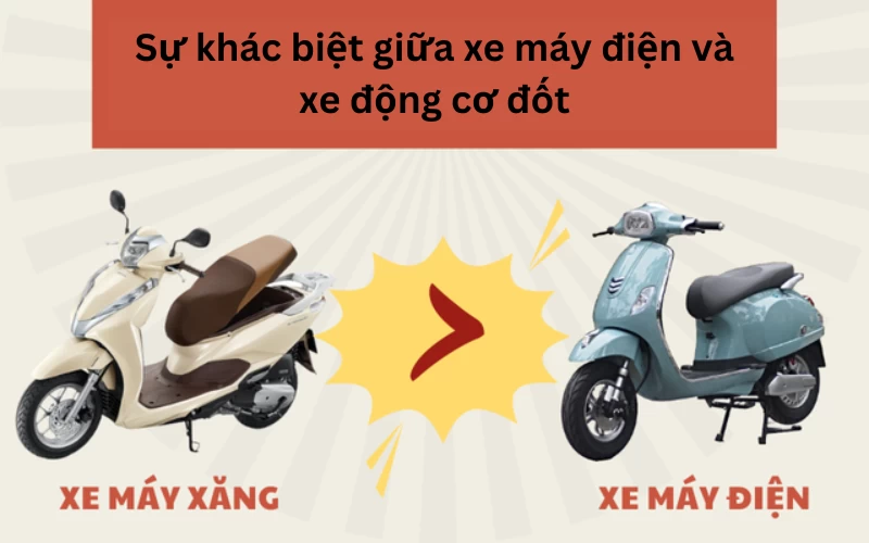 điểm khác biệt giữa xe máy điện và xe động cơ đốt trong